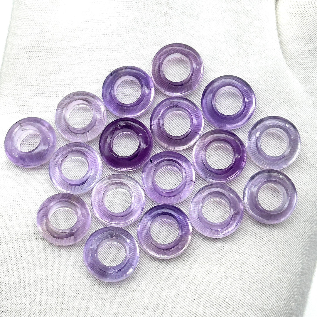 Dazzling Pink Amethyst Donut Shape Gemstones, Natural Pink Amethyst Donut Carving, Healing Gemstone Beads, 12 mm Purple Donut Smooth Beads