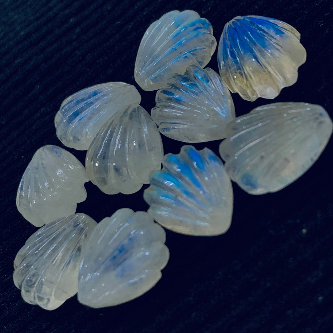 2,3,4,5,6 pcs 100% Natural Rainbow Moonstone Fancy Shape Carved Gemstone, Fancy Shape Carving, Carved Gemstone For Jewellery 12.3X10 mm