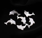 Load image into Gallery viewer, Natural White Pearl Dolphin Shape Carving, Mother of Pearl Dolphin Shape Beads, Top Drill Fish Charms for Jewelry Making, 23 MM, 1 PC