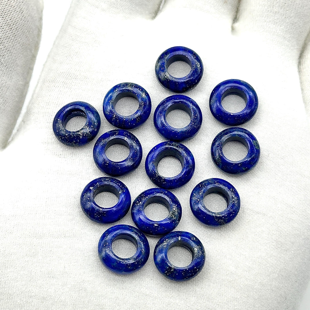 AAA Quality Lapis Lazuli Donut Shape Stones, Natural Lapis Lazuli Donut Carving, Healing Gemstone Beads, 12 mm Blue Donut Smooth Beads