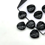 Load image into Gallery viewer, Natural Black Onyx Carved Shell Shape Beads, 12 MM Shell Beads, Carved Gemstone, Seashell Charm Gemstone, Hand Carved Beads, Onyx Charms