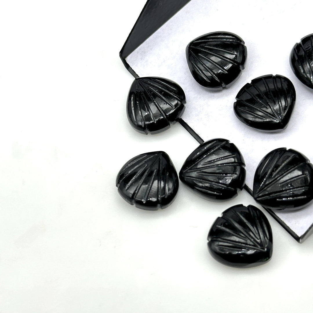 Natural Black Onyx Carved Shell Shape Beads, 12 MM Shell Beads, Carved Gemstone, Seashell Charm Gemstone, Hand Carved Beads, Onyx Charms
