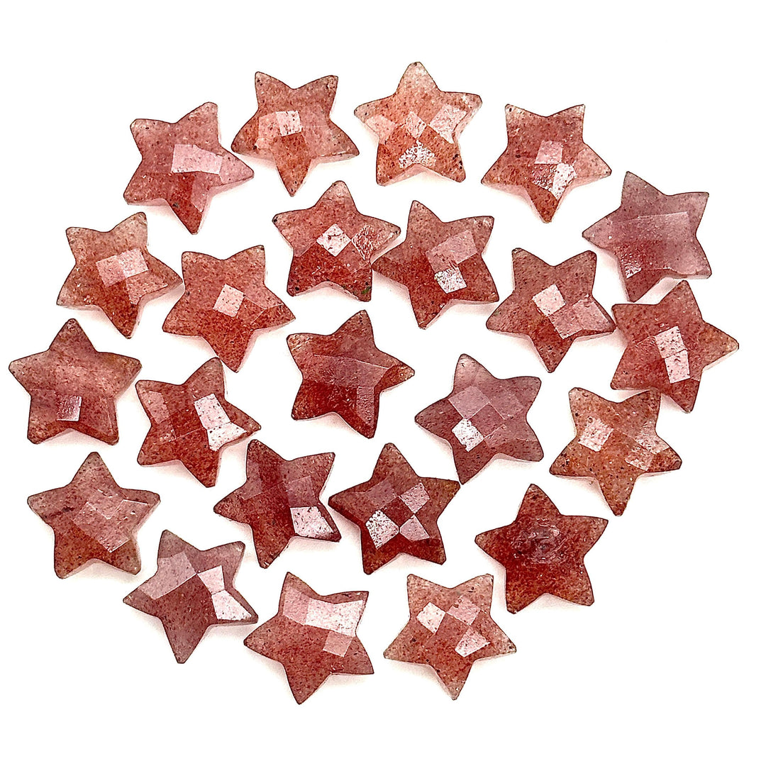 Natural Pink Strawberry Star Shape Briolettes, Strawberry Quartz Star Beads, Hand Carved Star for DIY Crafts, Shiny Star for Jewelry, 15 MM