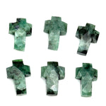 Load image into Gallery viewer, Natural Emerald Cross Beads: Faceted Green Gemstone Charms (15mm)