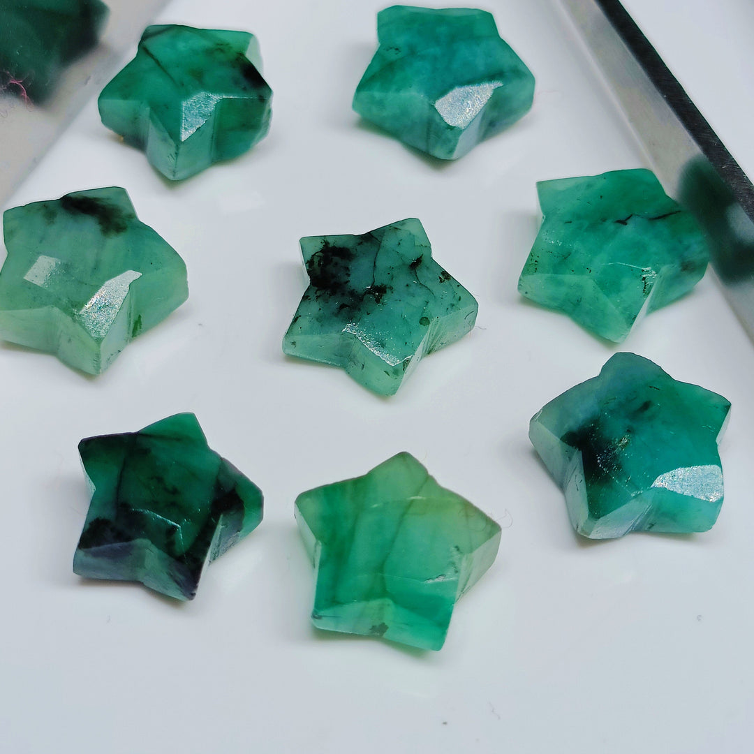 AAA Natural Emerald Faceted Star Shape Gemstone, Green Emerald Star Shape Briolettes, Loose Star Gemstone for Jewelry Making, 10 MM