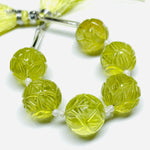Load image into Gallery viewer, 1,2,3,4,5 pcs 100% Natural Lemon Quartz Carved Melon Shape Carving, Melon Shape Gemstone, Gemstone For Jewellery, 10 mm