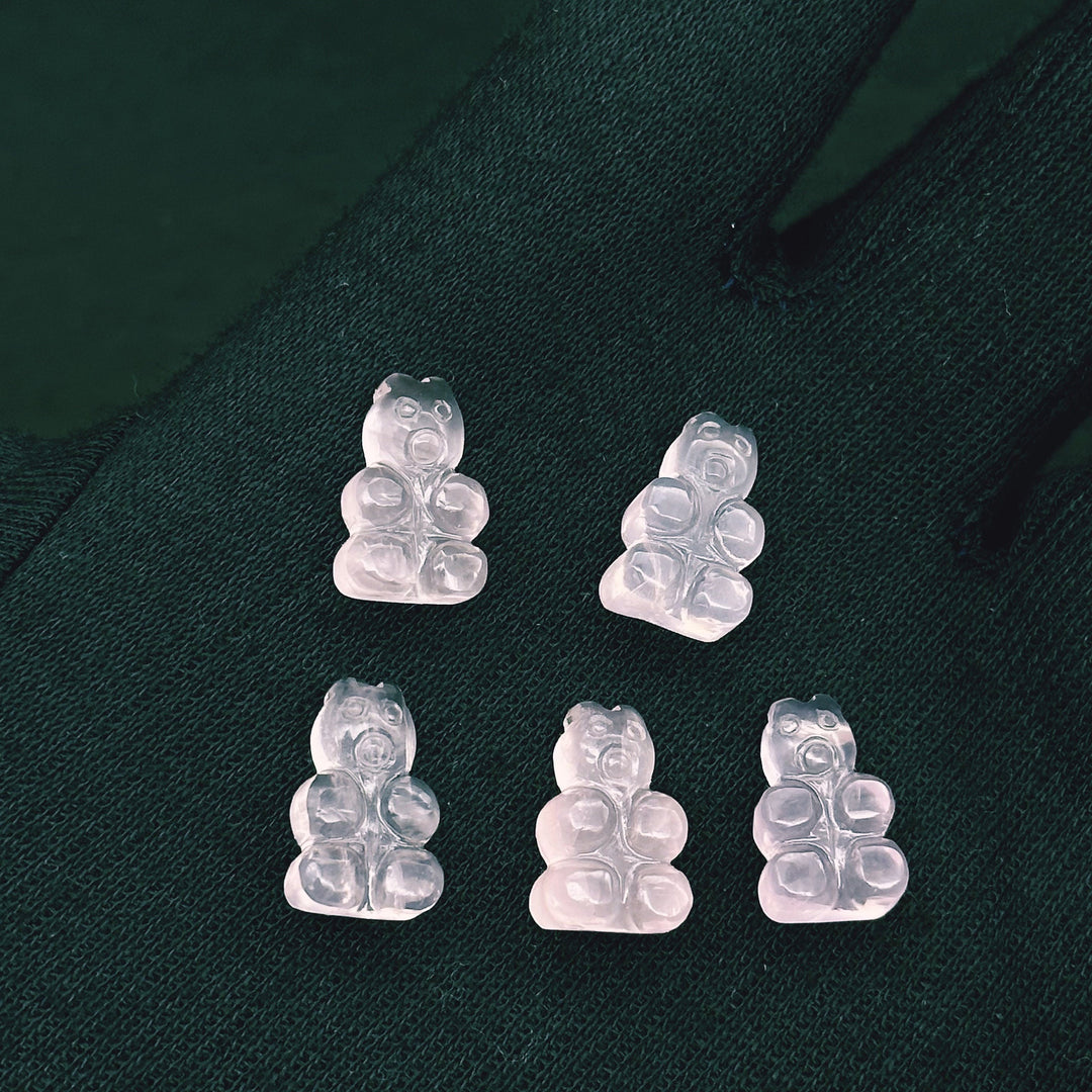 Natural Rose Quartz Teddy Bear Shape Gemstone Beads, 10X16 MM Minimalist Carving Teddy Bear Beads For Jewelry, Loose Rose Quartz Charm Beads