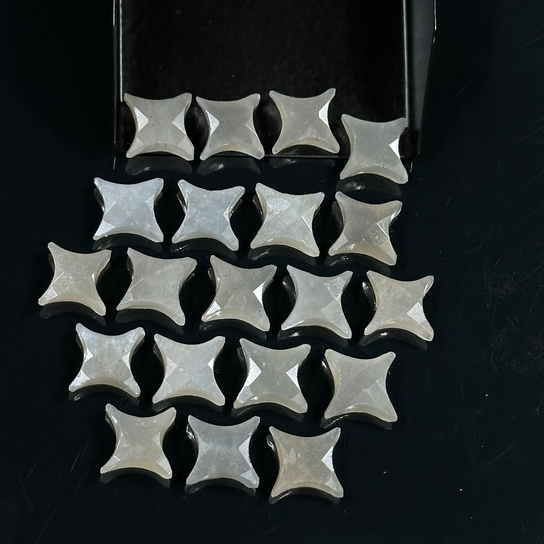 Natural Grey Moonstone Ninja Star Shape Carving Beads, Fancy Star Shape Gemstone Beads, 11X15 MM Jewelry Making Star Shape Briolettes Beads