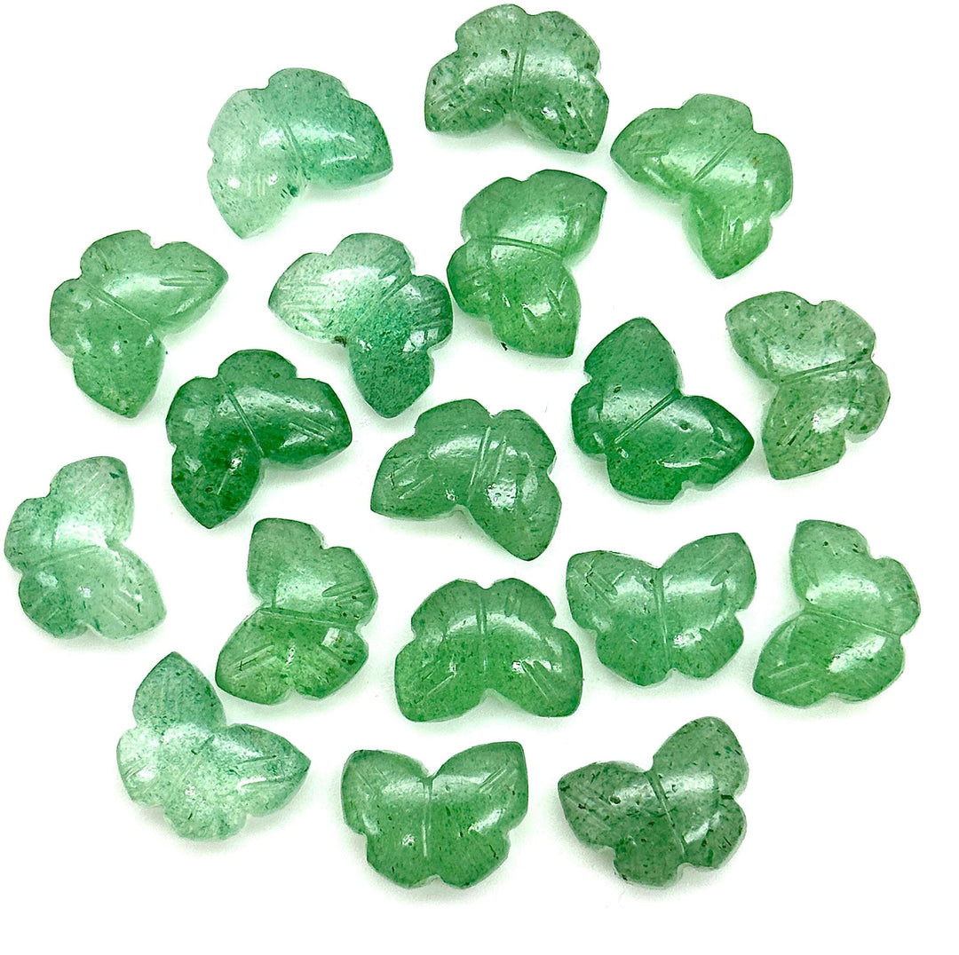 AAA Green Strawberry Butterfly Shape Beads, Natural Strawberry Quartz Hand Carved Butterfly Briolettes, Gemstone Carvings, 13 MM Loose Beads