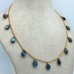Load image into Gallery viewer, AAA+ Natural Labradorite Pear Shape Beads Necklace, Drop Chain Necklace, Pear Gemstone Necklace, Faceted Pear Chain Necklace For Women's
