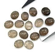 Natural Smokey Quartz Scarab Shape Briolettes, AAA Smokey Quartz Sracab Carving Beads, Beetle Shape Hand Carved Stones, 12 MM Insect Beads