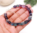 Load image into Gallery viewer, Purple Fluorite Tumble Beads Bracelet, Multi Fluorite Faceted Nuggets Shape Beads Bracelet, Fluorite Gemstone Jewelry, Gift for Girls, 8 MM