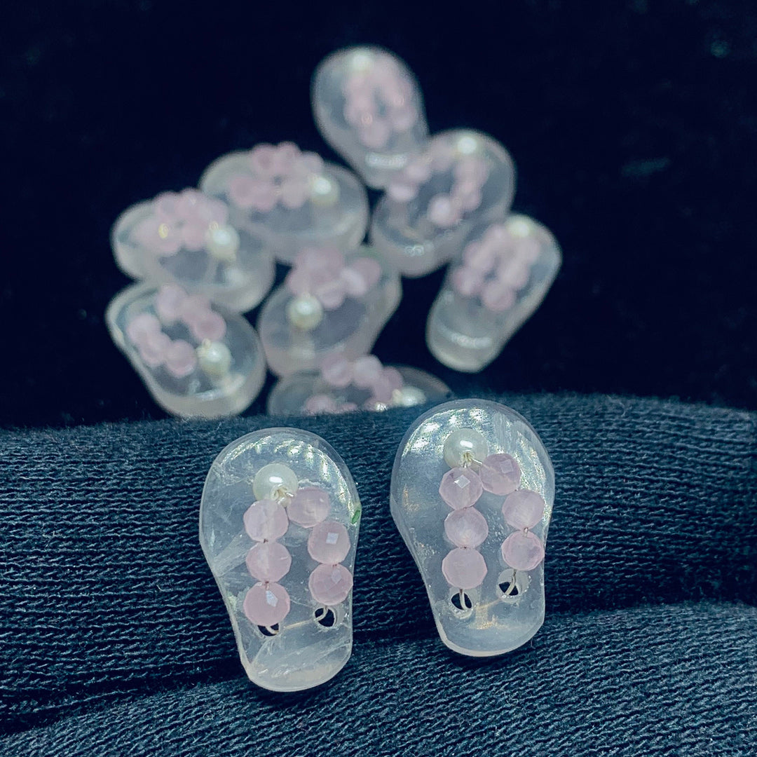 1 Pair, 100% Natural Rose Quartz Slipper Shape Gemstone, Carved Gemstone, Loose Gemstone, Slipper Shape Gemstone, Carved Slippers, 18X11 mm
