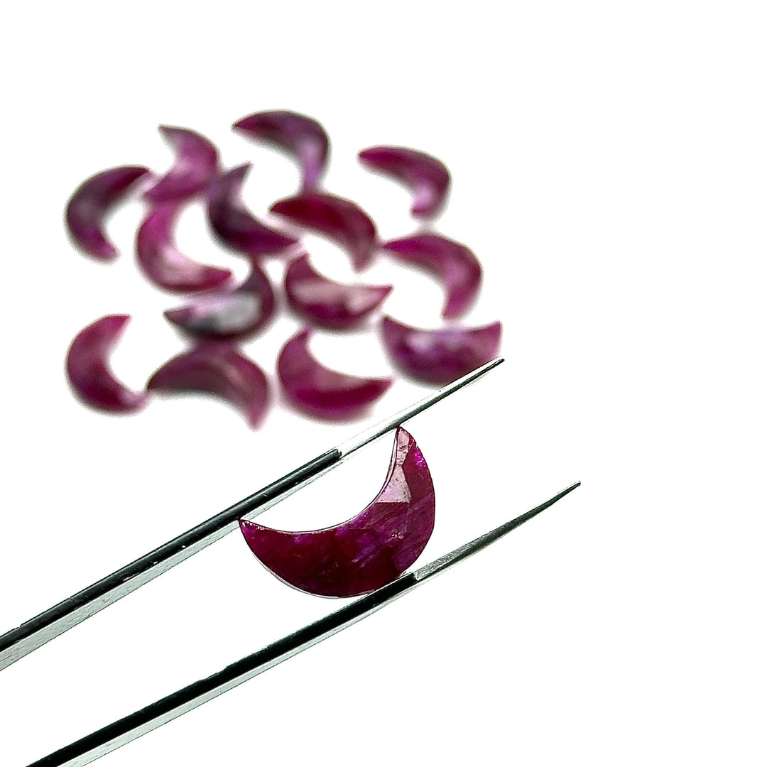 Red Ruby Moon Briolettes: Faceted Gemstone Beads, 17mm