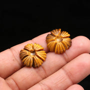 Natural Tiger's Eye Flower Shape Carving, Tiger Eye's Flower Shape Gemstone Beads, 20 MM Reiki Healing Crystal Gifts