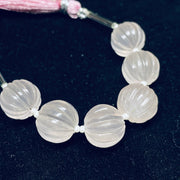1,2,3,4,5 pcs 100% Natural Rose Quartz Carved Melon Shape Beads Strand, Melon Shape Gemstone, Gemstone For Jewellery, 12 mm