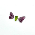 Load image into Gallery viewer, natural tourmaline Butterfly Shape Carving, Hand carved tourmaline Butterfly loose carving, carved butterfly  jewelry Making 22x11mm.