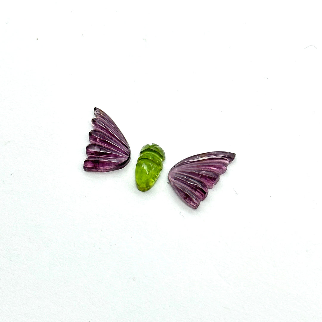 natural tourmaline Butterfly Shape Carving, Hand carved tourmaline Butterfly loose carving, carved butterfly  jewelry Making 22x11mm.