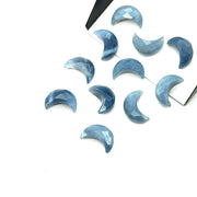 Natural Blue Opal Moon Shape Briolette's, AAA Blue Opal Faceted Moon Shape Gemstone Beads, Hand Carved Moon Beads, Moon Charms 12 MM