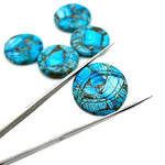 Load image into Gallery viewer, Copper Turquoise Evil Eye Shape Gemstone, AAA Copper Turquoise Hand Carved Stone Beads For Jewelry Making, 28 MM, Round Evil Eye Carving