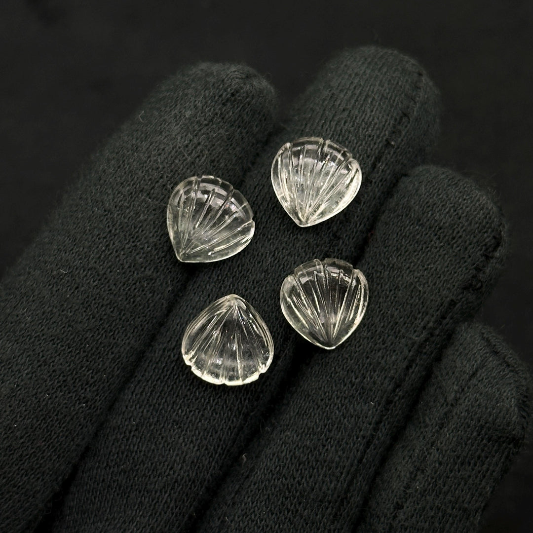 Natural Crystal Quartz Carved Shell Shape Beads, 12 MM Shell Beads, Carved Gemstone, Seashell Charm Gemstone, Hand Carved Shell Charms Beads