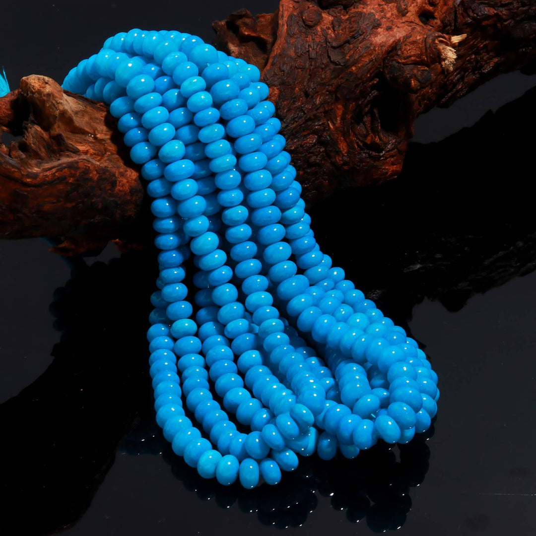 Dark Blue Opal Smooth Rondelle Beads, Blue Color Opal Beads for Jewelry Making, Wholesale Loose Opal Beads, 8 MM Blue Opal for Craft Making