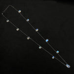 Load image into Gallery viewer, Pretty Rainbow Moonstone Pear Necklace, Blue Flashy Faceted Pear Chain Necklace, Black Rhodium Plating Necklace For Girls, Gift For Her