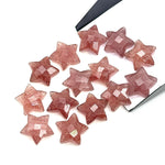 Load image into Gallery viewer, Natural Pink Strawberry Star Shape Briolettes, Strawberry Quartz Star Beads, Hand Carved Star for DIY Crafts, Shiny Star for Jewelry, 15 MM
