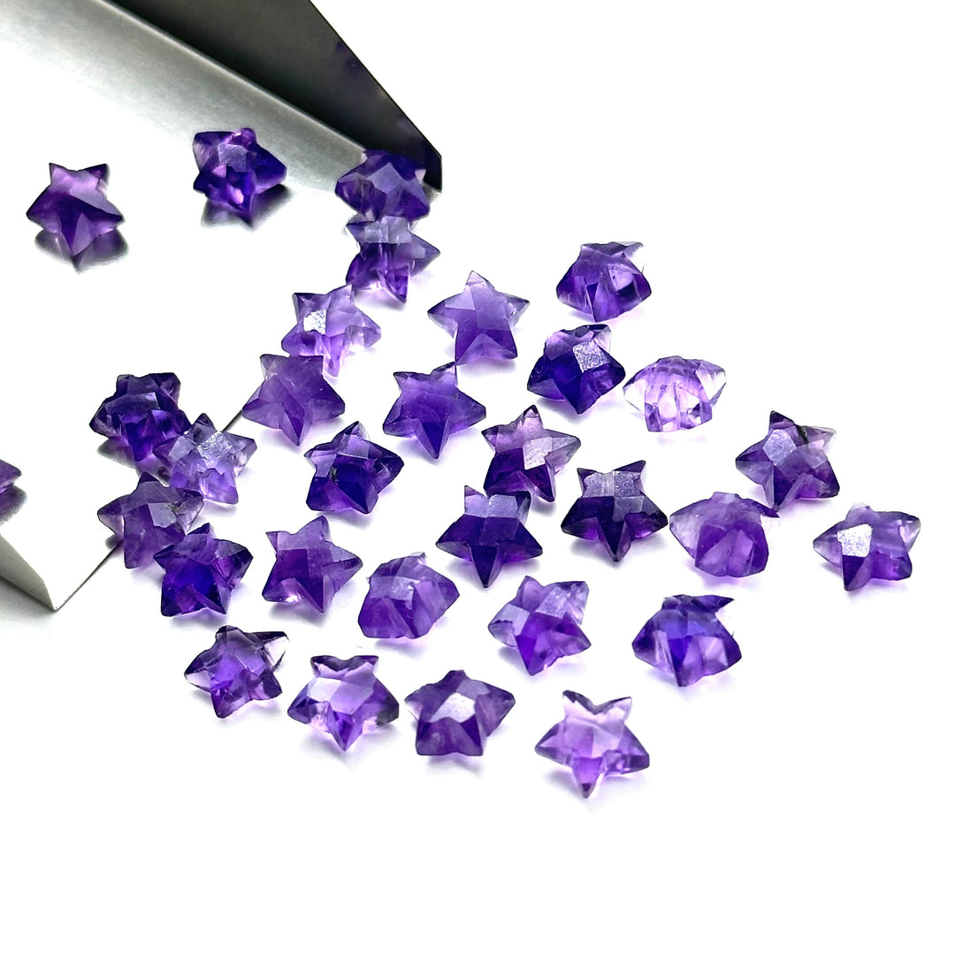 Natural Amethyst Faceted Stars Shape Briolettes, 8 MM Purple Amethyst Star Shape Beads For Jewelry Making, Mini Gemstone Star Charms Beads