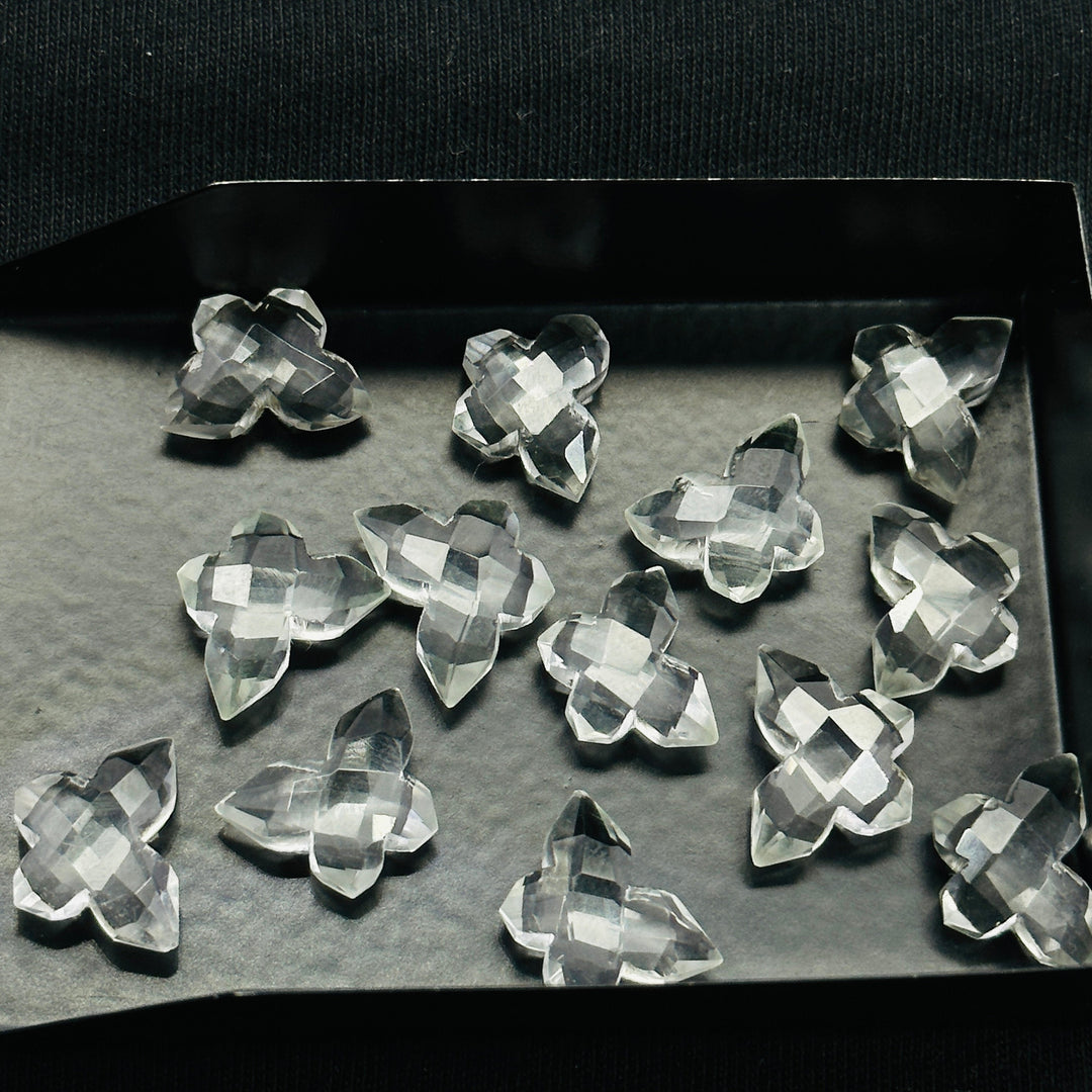 Natural Crystal Quartz Butterfly Shape Gemstone Beads, Handmade Faceted Butterfly Shape Carving Beads, Crystal Briolettes Beads 14x10 MM