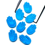 Load image into Gallery viewer, Blue Turquoise Hamsa Shape Carving Gemstones, 25 MM Palm Shape Gemstone, Healing Power Of Hamsa, Hand Carved Jewelry Making Charms