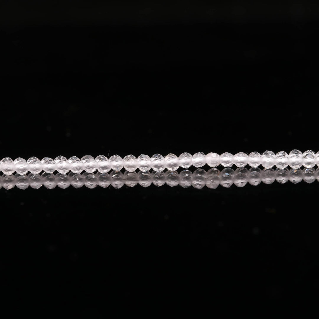 Clear Crystal Quartz Round Beads, Natural Crystal Micro Faceted Round Beads, Loose Crystal Beads for Jewelry Making, 13 Inches, 2-2.5 MM