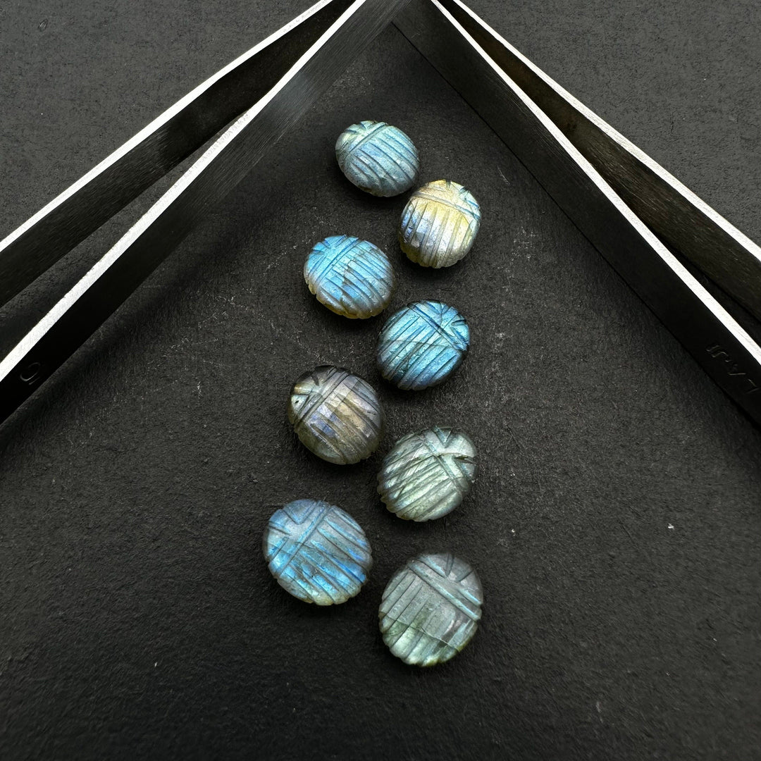 1,2,3,4,5 pcs Natural Labradorite Scarab Shape Gemstone Beads, Flashy Labradorite beetle Face Beads, Blue Fire Animal Carvings, 10X12 MM