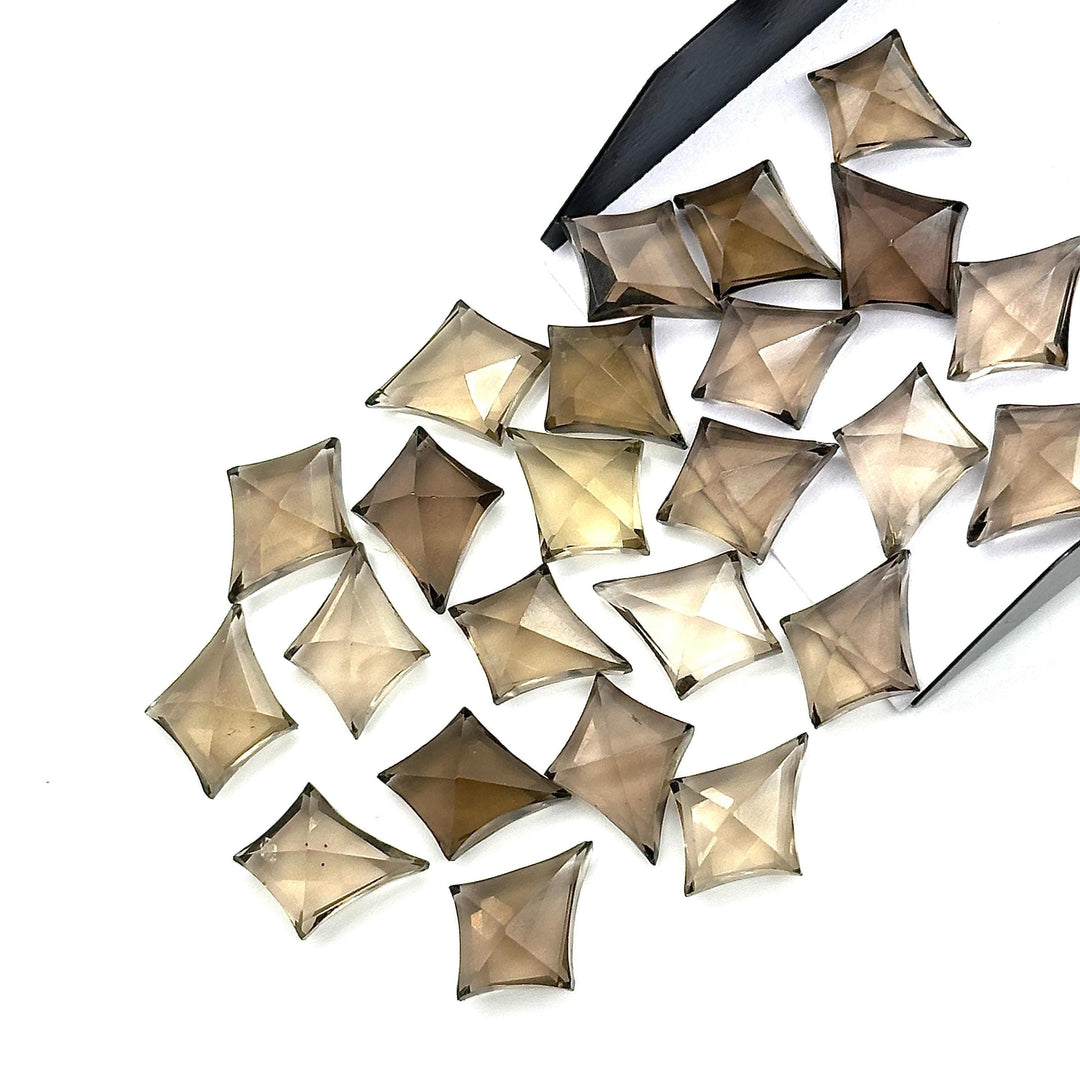 Smoky Quartz Kite Shape Gemstone Beads, Hand Carved Faceted Kite Shape Beads, Kite Shape Charms for Jewelry Making, 16 MM Gemstone Carvings