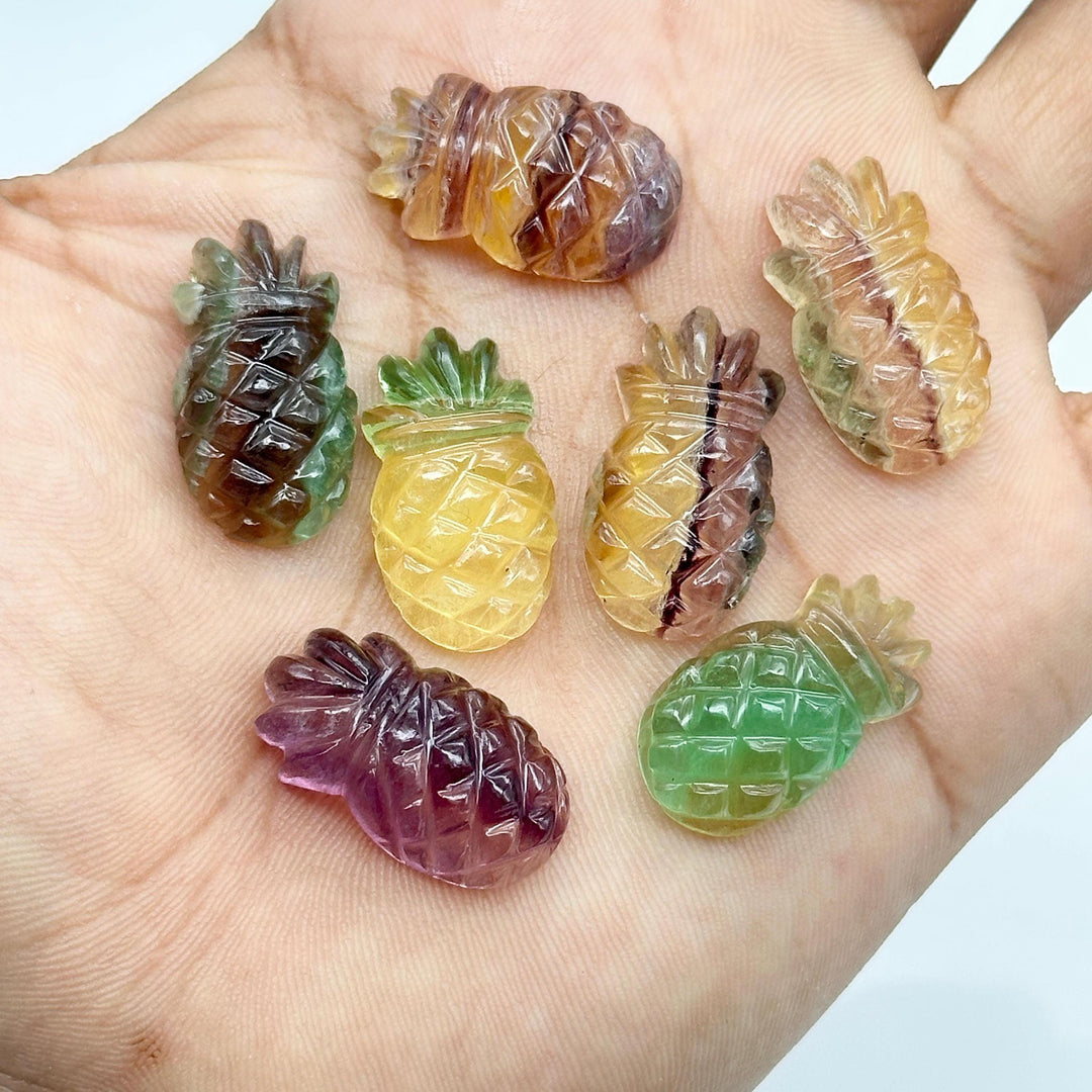 Juicy Fluorite Pineapple Shape Gemstone, Carved Fluorite Pineapple Shape Stone, Ananas Carving Beads, Fruit Shape Hand Made Stones, 24 MM