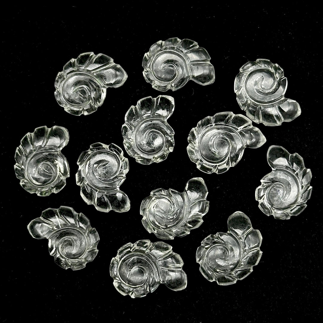 AAA Crystal Quartz Carved Shell Beads, Natural Crystal Quartz Hand Carved Shell Shape Gemstone, Seashell Charm, 16 MM, Snail Shell Diy Beads