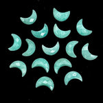 Load image into Gallery viewer, Mini Amazonite Carved Moon Shape Briolette's, Natural Amazonite Faceted Moon Shape Gemstone Beads, Hand Carved Moon Beads, Moon Charms 12 MM