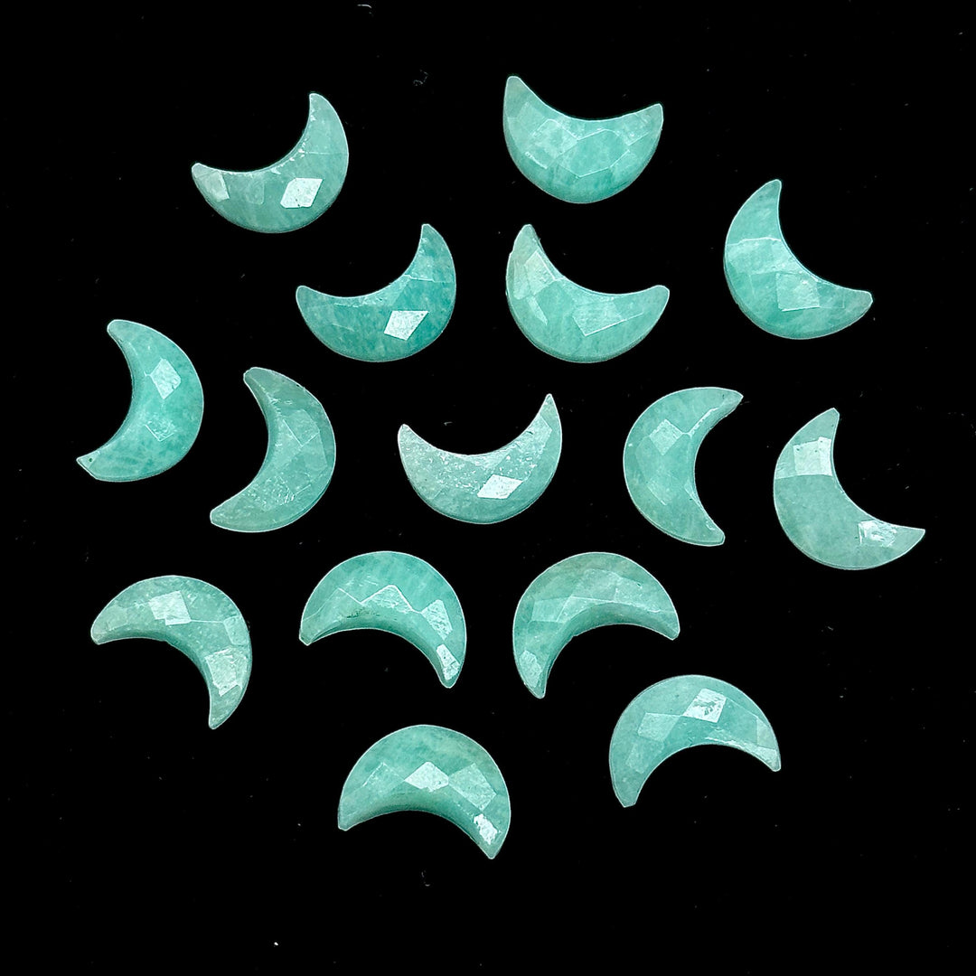 Mini Amazonite Carved Moon Shape Briolette's, Natural Amazonite Faceted Moon Shape Gemstone Beads, Hand Carved Moon Beads, Moon Charms 12 MM