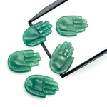 Load image into Gallery viewer, Natural Green Onyx Hamsa Shape Carved Stone, 25 MM Palm Shape Gemstone, Green Onyx Handmade Charms, Jewelry Making Hamsa Charm Beads