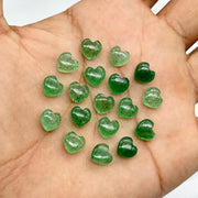 Smooth Green Strawberry Quartz Heart Shape Beads, AAA Green Quartz Heart Shape Briolette's, Hand Carved Gemstones, Jewelry Making Beads 8 MM