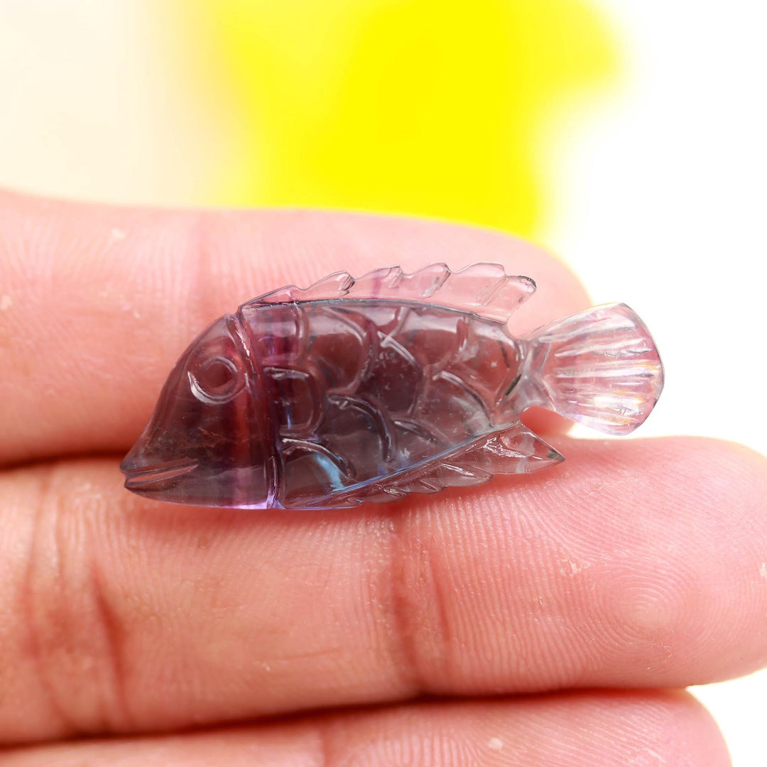Natural Fluorite Fish Shape Stone, Multi Fluorite Fish Shape Gemstone, Sea Fishes for Home Decor, Crystal Gifts 14X33 MM