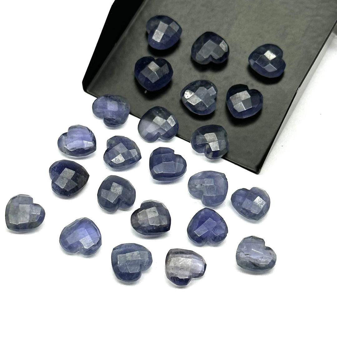 Natural Iolite Heart Shape Gemstone Beads, Faceted Heart Shape Briolette's Beads, 10 MM Iolite Beads Loose Gemstone Charms For Jewelry