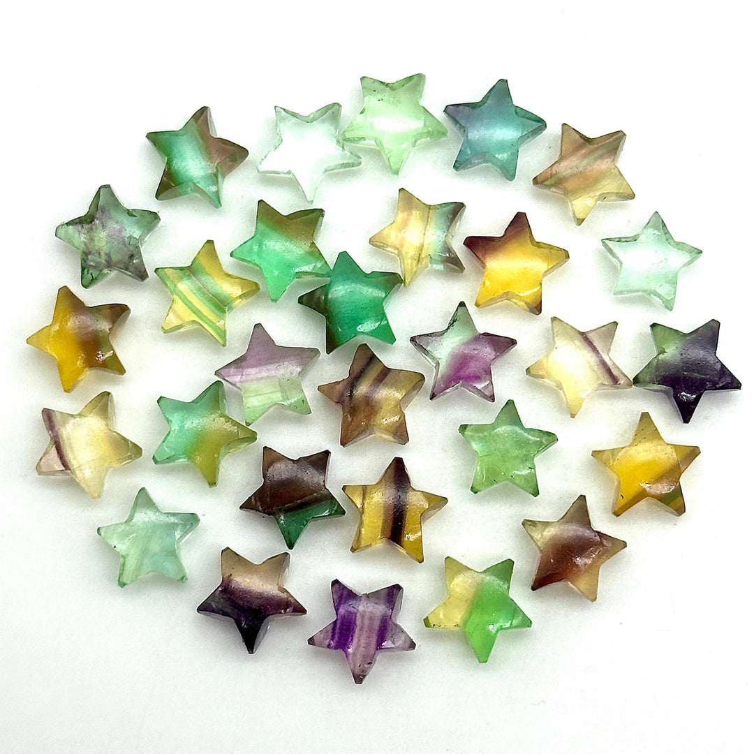 High Quality Multi Fluorite Star Shape Briolette's, Fluorite Smooth Hand Carved Star Shape Beads, Star Shape Loose Charm Jewelry Beads 10 MM