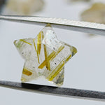 Load image into Gallery viewer, Natural Golden Rutile Carved Star Shape Briolettes, Hand Carved Faceted Star Shape Beads Gemstone For Jewlery, Loose Star Charms, 10 MM