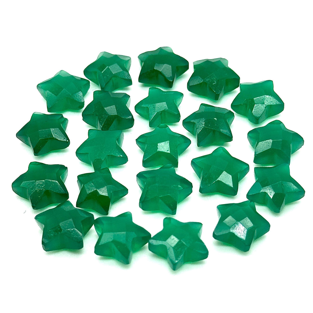 Natural Green Onyx Star Shape Briolettes, Carved Star Shape Beads, Green Onyx Faceted Star Charms, Wholesale Loose Beads for Jewelry, 12 MM