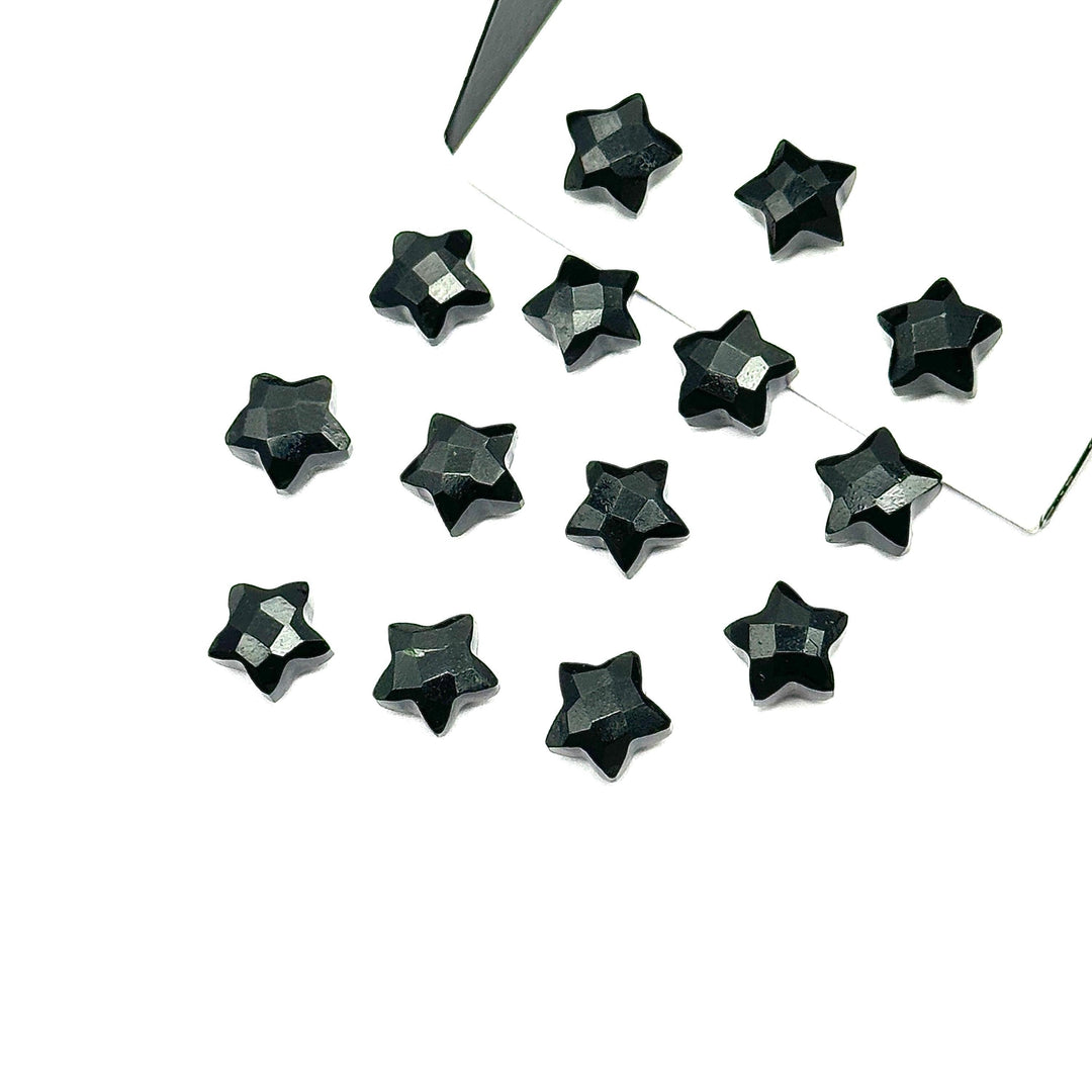 AAA Black Onyx Star Shape Briolette's, Natural Black Onyx Faceted Carved Star Shape Beads, Loose Star Gemstone, Star Carvings 8 MM