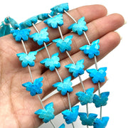 Blue Turquoise Butterfly Beads, AAA Turquoise Faceted Butterfly Gemstone Briolette's, Blue Butterfly Charms For Jewelry 14x10 MM