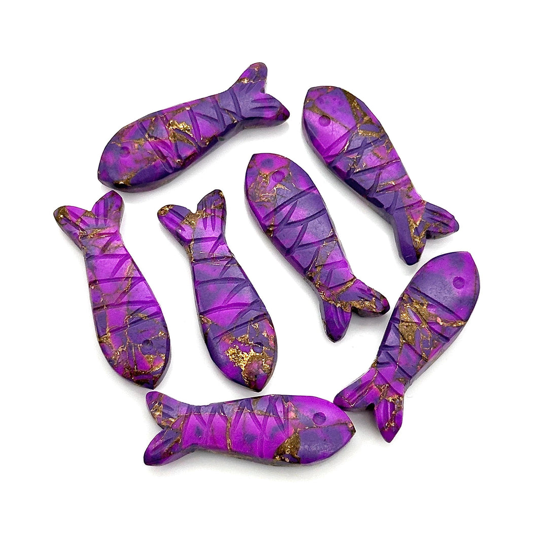 Mohave Purple Turquoise Fish Carving: Gemstone Jewelry Charm