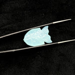 Load image into Gallery viewer, Carved Aqua Chalcedony Fish Gemstone, Natural Aqua Chalcedony Fish, 15X24 MM, Feminine Energy Fish Charm Sky Blue Crystal, Both Side Carved