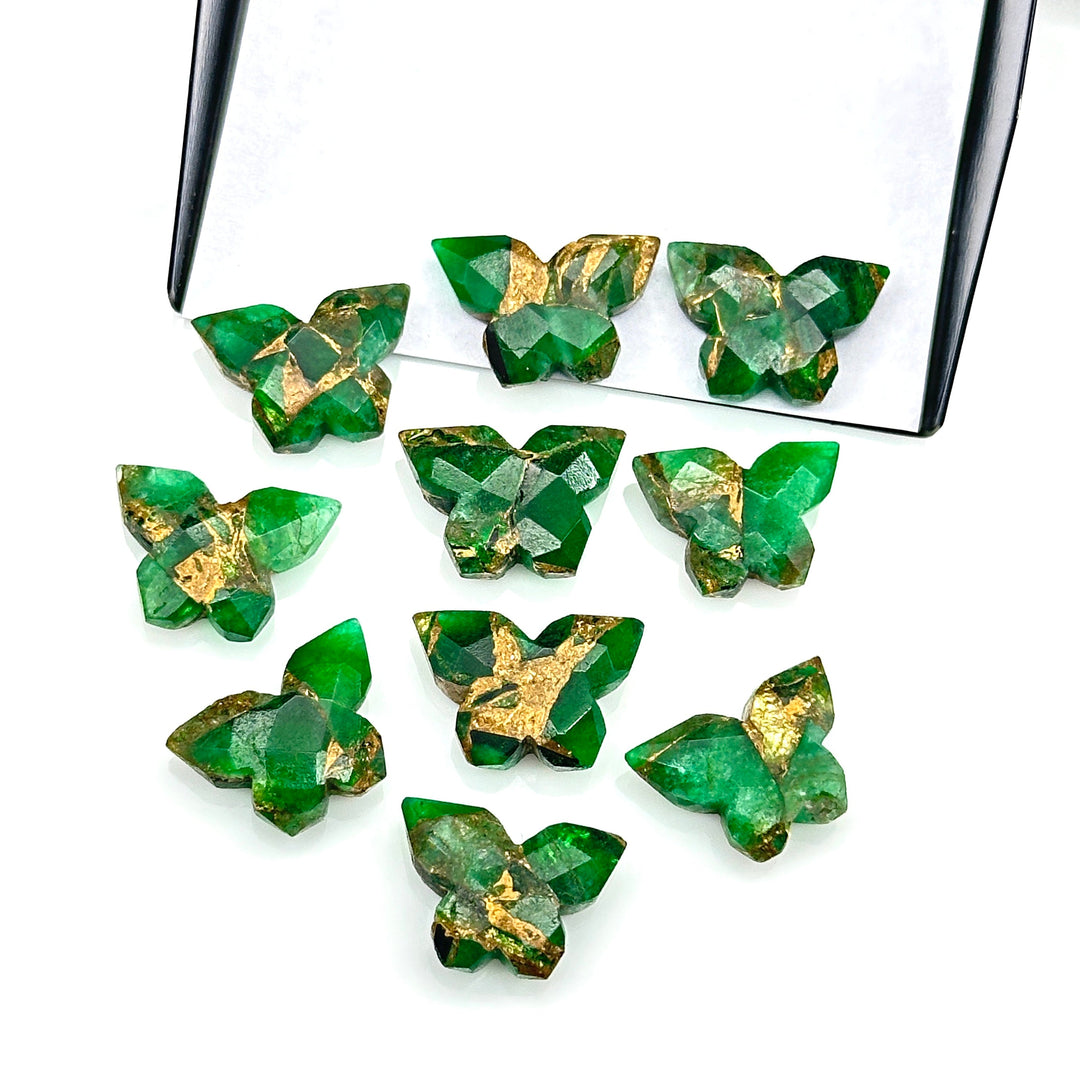 Green Mohave Copper Turquoise Butterfly Shape Beads, Turquoise Butterfly, Faceted Butterfly Gemstone, Green Turquoise Carving Beads 14x10 MM